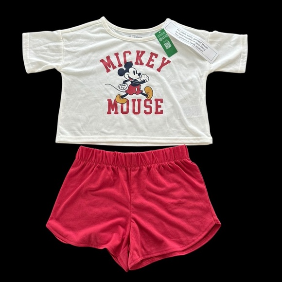 NWT Gap Kids X Disney Girls size 4 Mickey Mouse Shorts Pajama Set Disneyworld - Picture 1 of 7